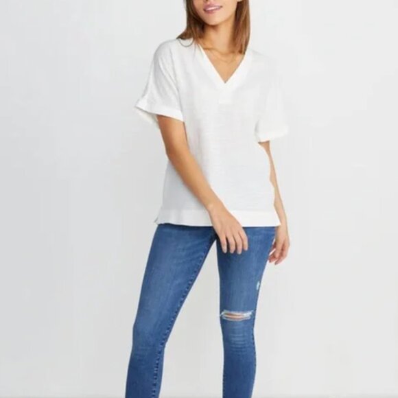 Marine Layer | Bali Tunic in Shadow Stripe | White | Size XS - Picture 6 of 7